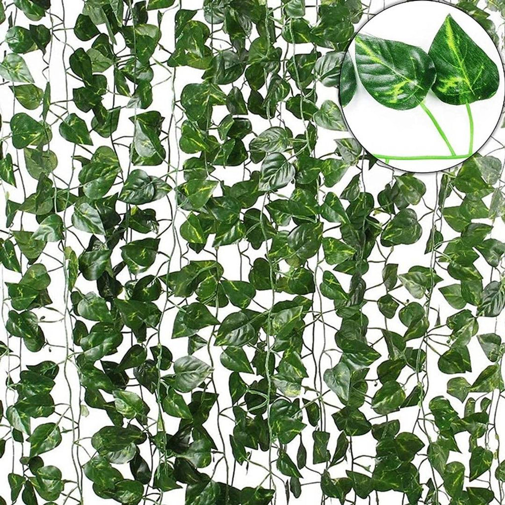 KIANO Artificial Vine Creeper Plants for Home Decor Main Door Wall Balcony Office Decoration Party Festival Craft, Contains 30 Leaves -Each String 7.2 ft ( Pack of 6 String)