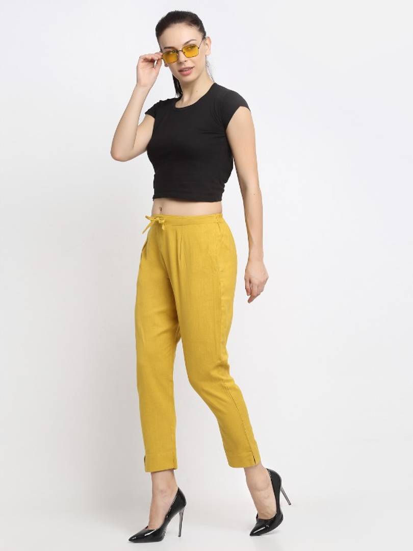 Stylish Cotton Yellow Trouser