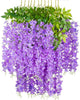 Artificial Polyester and Plastic Wisteria Hanging Orchid Flower Vine (110 cm Tall, Violet, Set of 6)
