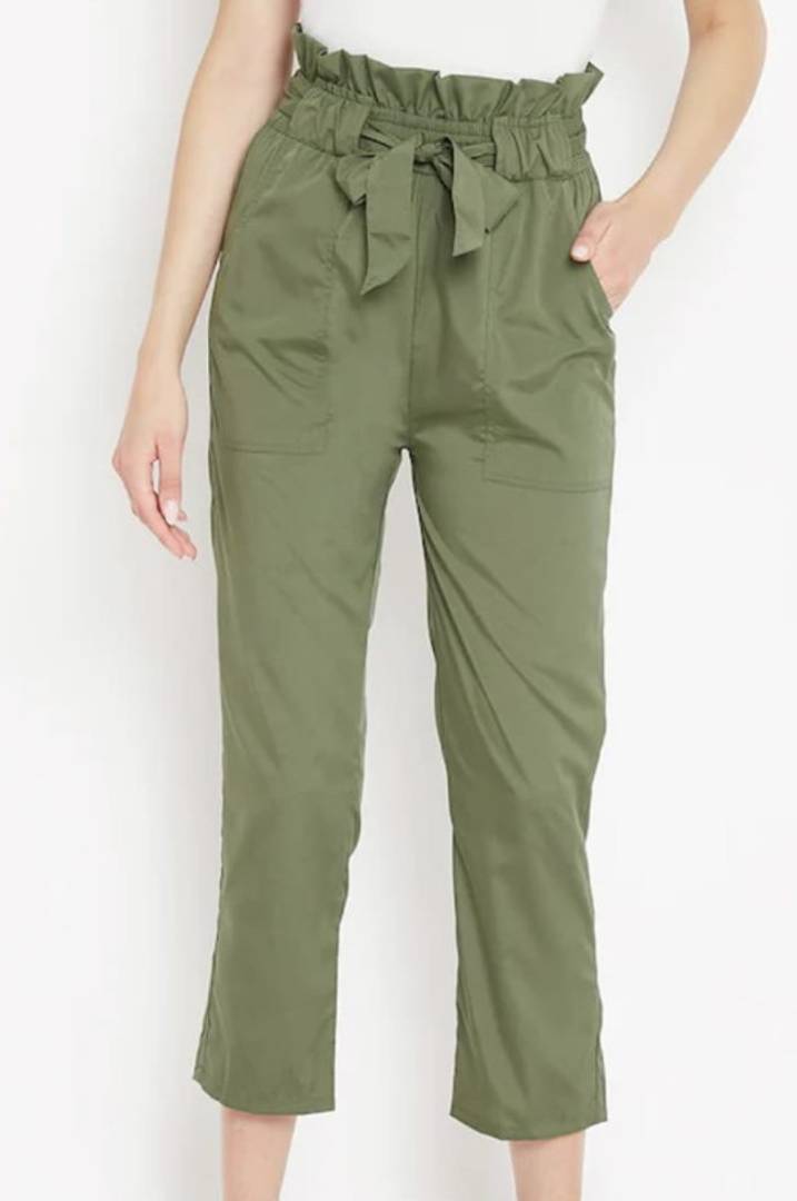 Stylish Poly Crepe Green Trouser