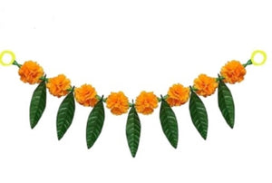 Artificial marigold and ashok leaves door hanging pack of 1pcs