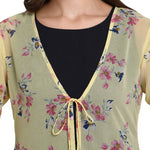 Women's Yellow Georgette Shrug/jacket With Inner