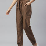 Women Coffee Brown Relaxed Regular Fit Solid Joggers