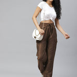Women Coffee Brown Relaxed Regular Fit Solid Joggers