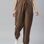 Women Coffee Brown Relaxed Regular Fit Solid Joggers
