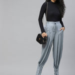 Women Grey Relaxed Regular Fit Solid Trousers