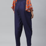Women Navy Blue Relaxed Regular Fit Solid Trousers