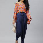 Women Navy Blue Relaxed Regular Fit Solid Trousers