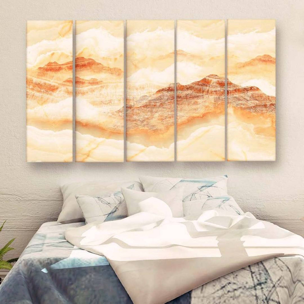Japanese Art Abstract Multiple Frames Wall Painting For Living Room, Bedroom, Hotels & Office With Sparkle Touch 7mm Hard Wooden Board (50*30 inches)