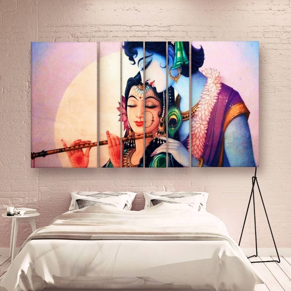 Casperme Designer  Beautiful Radha Krishna New Concept Grill Frames Big Size Wall Painting for rooms, office, living room etc with Sugar Coated Sparkle Effect  60 x 36 inches, (152 x 91 cms)