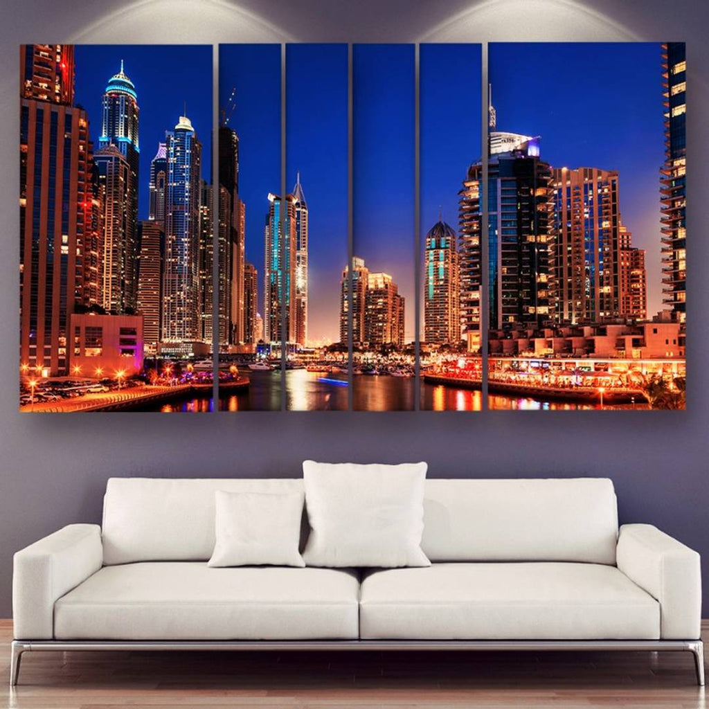 Designer  Beautiful Modern Art  Skyline Landscape New Concept Grill Frames Big Size Wall Painting for rooms, office, living room etc with Sugar Coated Sparkle Effect  60 x 36 inches, (152 x 91 cms)