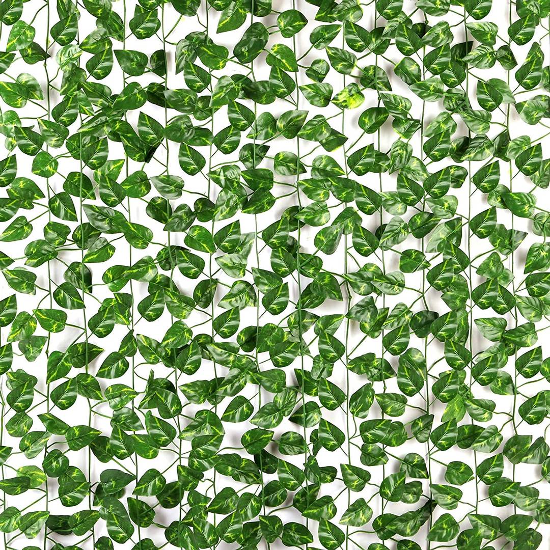 Artificial Leaves Garlands/Creepers Money Plant For home Décor Party decoration (Green, 6 Pieces)