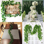 Artificial Leaves Garlands/Creepers Money Plant For home Décor Party decoration (Green, 6 Pieces)