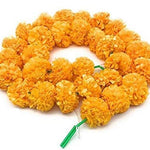 Marigold Flower Mala | Genda Phool Mala (Set Of 8) Wall Hanging | Special Occasion Decoration | Home Decor Pooja | Office | Festival Decorative (4.5 Ft Each) (30 Flower In Each String) Mango Colour