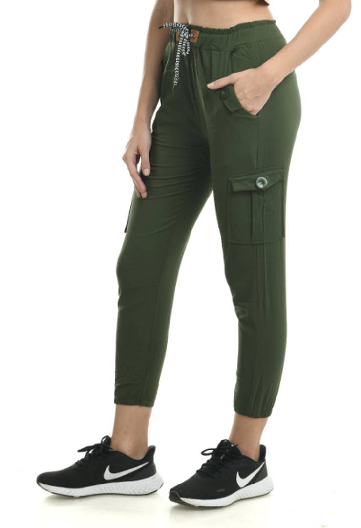 Women Green Poly Spandex Lycra Cargo Pant, Regular Fit at Rs 230/piece in  New Delhi