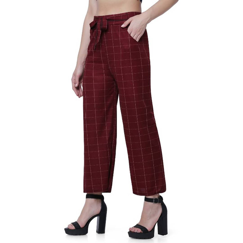 Trendy Cotton Maroon Trouser for Women
