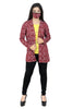 Stylish Polyester Maroon Printed Long Sleeves Straight Shrug For Women