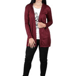 Stylish Polyester Maroon Solid Long Sleeves Straight Shrug For Women