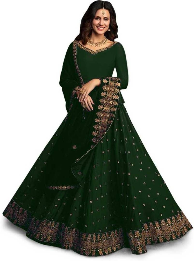 Attractive Silk Embroidered Semi Stitched Lehenga Choli