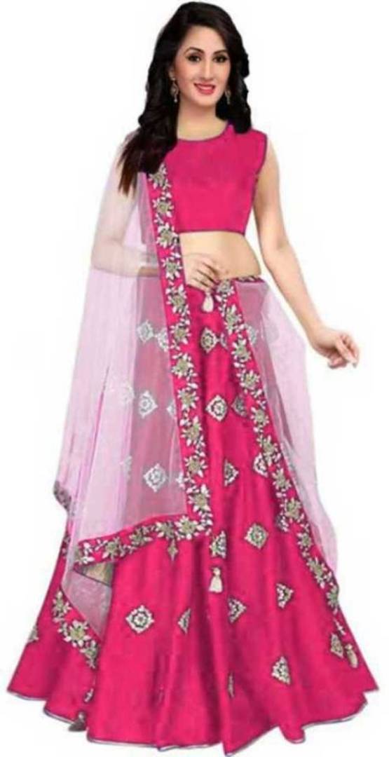 Latest Attractive Silk Embroidered Semi Stitched Lehenga Choli