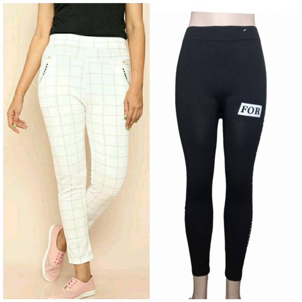 combo of 2 women's black and white jegging