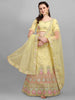 Yellow Embroidery And Sequence Work Net And Crepe  Lehenga Choli With Unstitched Blouse