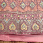 Pink Embroidery And Sequence Work Net And Crepe Lehenga Choli With Unstitched Blouse