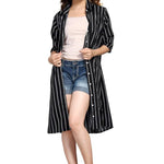 Fabulous Black Crepe Striped Knee Length Dress For Women