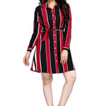 Fabulous Crepe Striped Knee Length Dress For Women