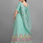Blue Embroidery And Sequence Work Net And Crepe  Lehenga Choli With Unstitched Blouse