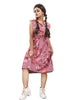 Stylish American Crepe Pink Floral Print Round Neck Sleeveless Dress For Women