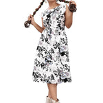 Stylish American Crepe White Floral Print Round Neck Sleeveless Dress For Women