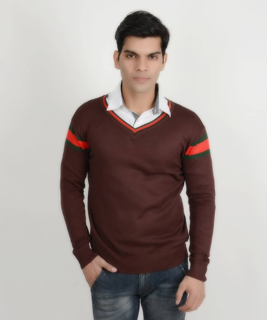Imported High Quality Brown  Cotton Sweater For Men