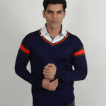 Imported High Quality Blue Cotton Sweater For Men