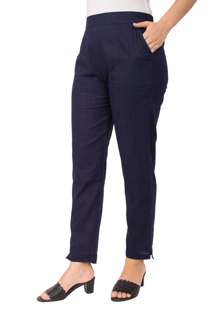 Miravan Cotton Solid straight regular fit casual trouser pant For Women's &amp; Girls