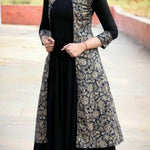 Fabulous Black Rayon Self Design Anarkali Kurta with Shrug For Women