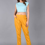 womens solid Cotton Casual ankle length pleats trouser