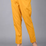 womens solid Cotton Casual ankle length pleats trouser