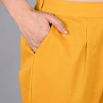 womens solid Cotton Casual ankle length pleats trouser