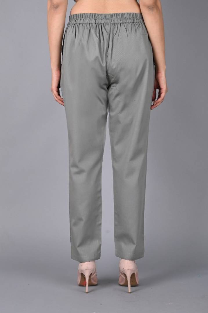 womens solid Cotton Casual ankle length pleats trouser