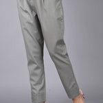 womens solid Cotton Casual ankle length pleats trouser