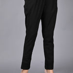 womens solid Cotton Casual ankle length pleats trouser