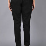 womens solid Cotton Casual ankle length pleats trouser