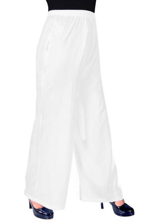 MEVABA Viscose Liva Palazzo | Premium Fabric | Superior Quality (Free Size,Fit-Up to M-XL) White