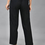 Womens Solid Cotton Slub Knot TRouser with pockets