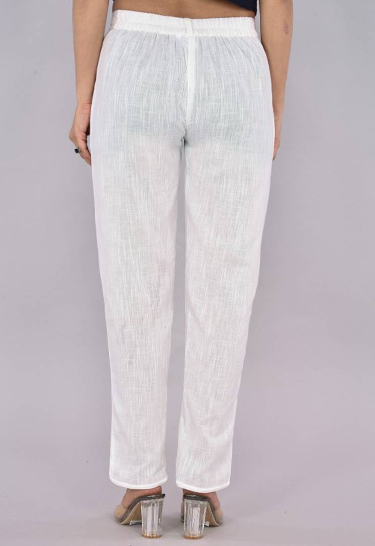 Womens Solid Cotton Slub Knot cross Pattern Trouser