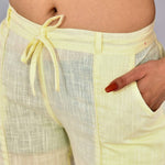 Womens Solid Cotton Slub Knot cross Pattern Trouser