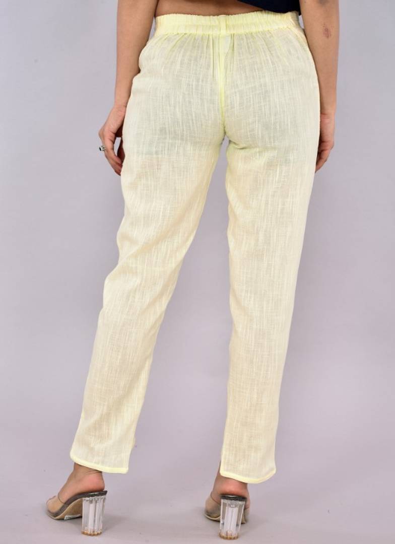 Womens Solid Cotton Slub Knot cross Pattern Trouser