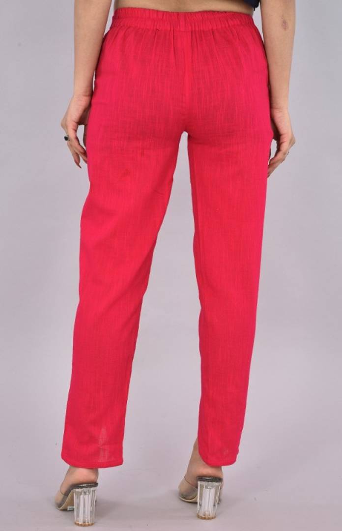 Womens Solid Cotton Slub Knot cross Pattern Trouser