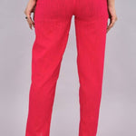 Womens Solid Cotton Slub Knot cross Pattern Trouser